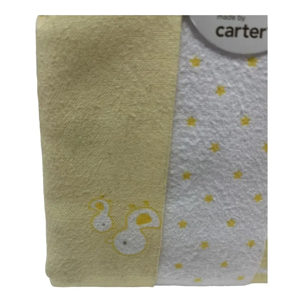 Carter’s Child Of Mine Flannel Receiving Blanket Cotton Yellow White Ducks Stars